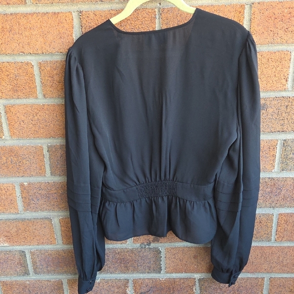 The Kooples Black V-Neck Button-Peplum Blouse - Picture 6 of 10